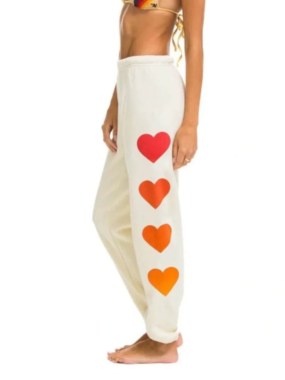 Aviator Nation Heart Fade 4 vintage white jogger sweatpants L